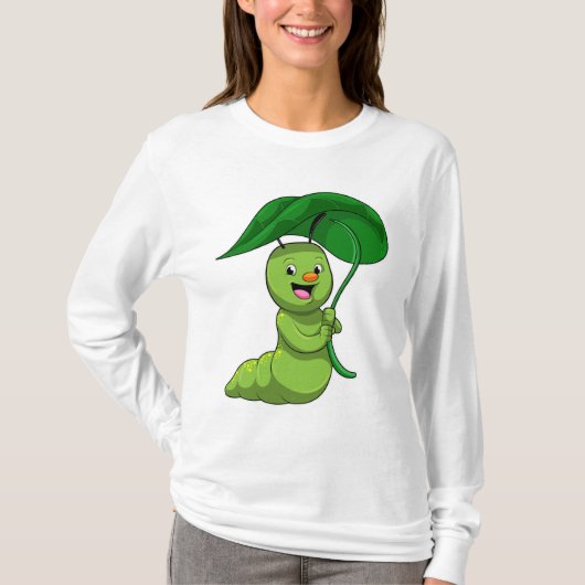 T-shirt Caterpillar with Leaf as Parasol (Devant)