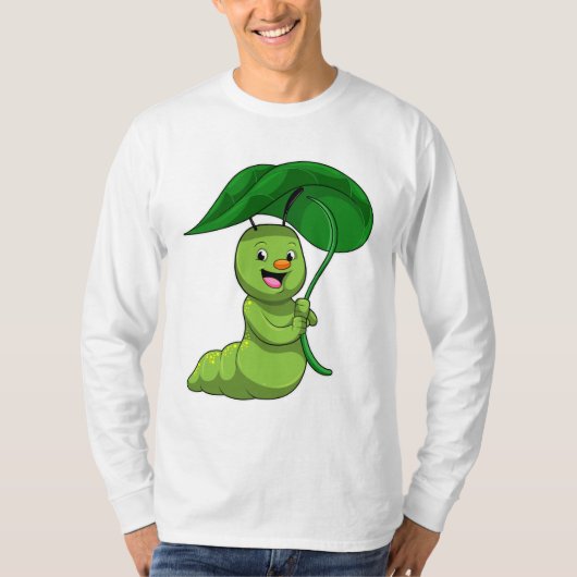 T-shirt Caterpillar with Leaf as Parasol (Devant)