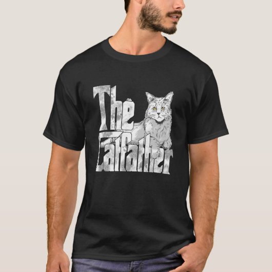 T-shirt Catfather Maine Coon Cat Père Mafia Whiskers (Devant)