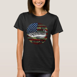 T-shirt Catfish Fishing America USA Drapeau Camouflage Pêc