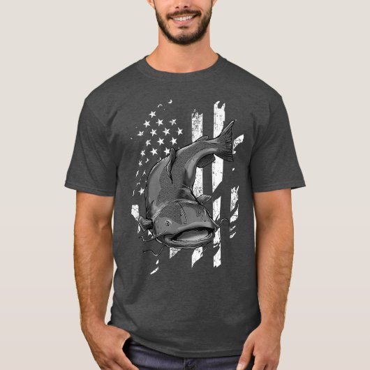 T-shirt Catfishing American Flag Catfish Angler (Devant)