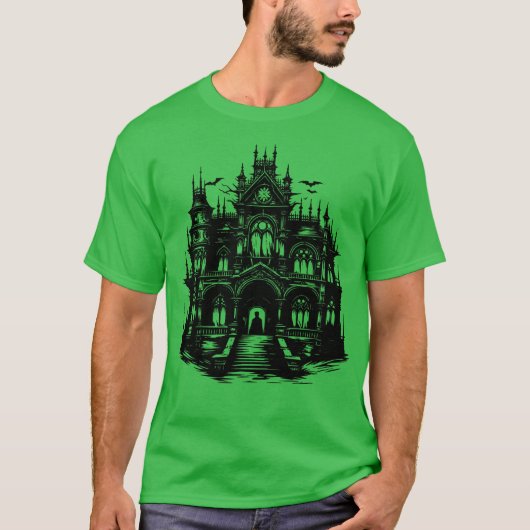 T-shirt Cathédrale gothique hantée Imaginaire foncé église (Devant)