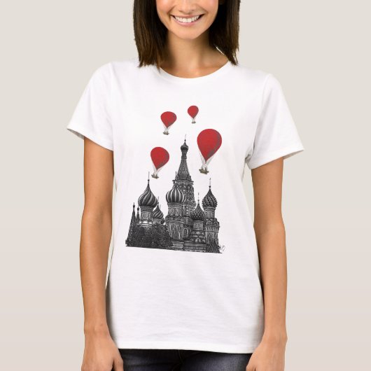T-shirt Cathédrale St Basil et Ballons rouges à air chaud (Devant)