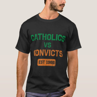 T-shirt Catholics Vs Convicts 1988 Retro Vintage Distress