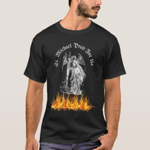 T-shirt Catholique St Michael Priez pour nous Caser Satan
