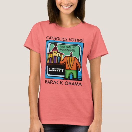 T-SHIRT CATHOLIQUES VOTANT OBAMA (Devant)