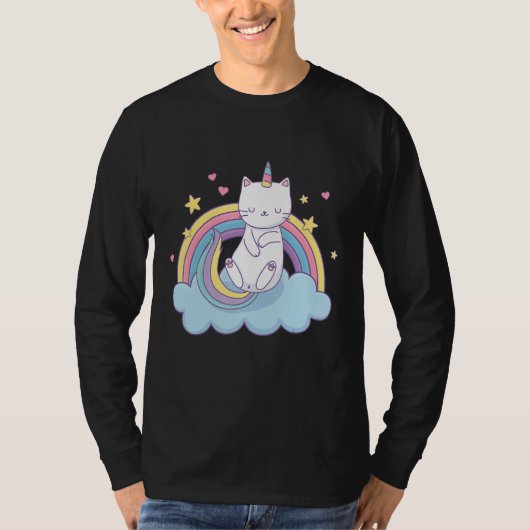T-shirt Caticorn Avec Rainbow Kittycorn (Devant)