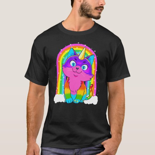 T-shirt Caticorn Unicorn Cat Rainbow Kittycorn Kitty Gift  (Devant)