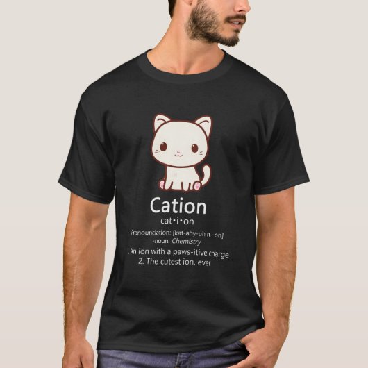 T-shirt Cation Chat Ion Science Pawsitive Pun Chimie (Devant)