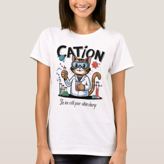 T-shirt Cation - Chimie drôle Humour Science Chat (Devant)