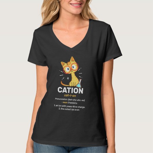 T-shirt Cation Cute Science Chat Élément Pawsitif Chimistr (Devant)
