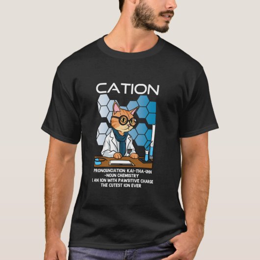 T-shirt Cation Funny Chimie Humour Science Enseignant Chat (Devant)