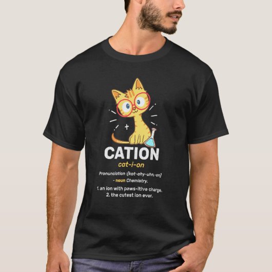 T-shirt Cation Mignon Science Chat Élément Pawsitif Chimie (Devant)