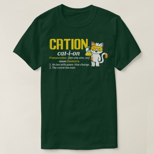 T-shirt Cation Pronononciation Cat-I-Ion - Science - Garço (Design devant)