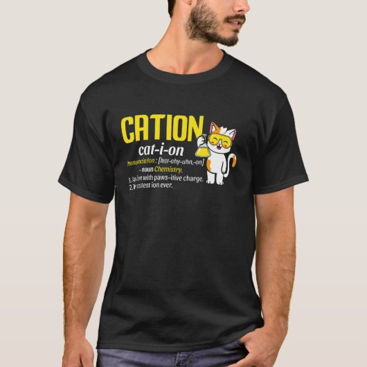 T-shirt Cation Science Mignonne Chat Chimie Pawsitive Ense (Devant)