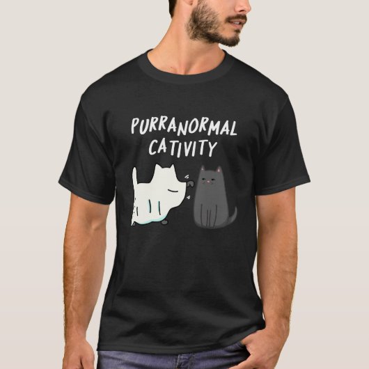 T-shirt Cativité puranormale Halloween Chat Pun Dark BG (Devant)