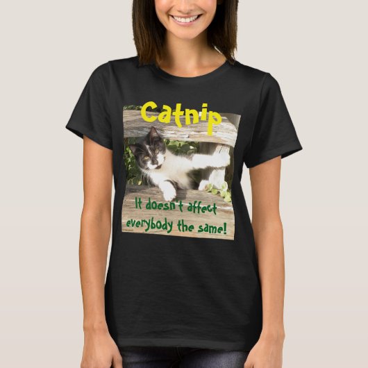 T-shirt "Catnip", cats, funny, humor, cute, gift (Devant)