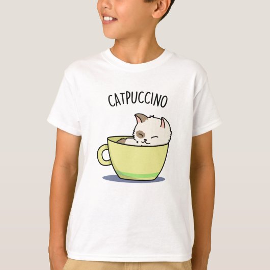 T-shirt Catpuccino Funny Kitty Chat En Pun De Coupe (Devant)
