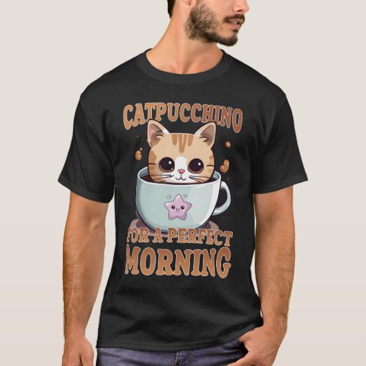 T-shirt Catpuccino pour un café le matin parfait (Devant)