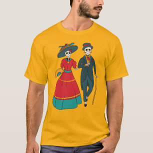 T-shirt Catrina Couple Mexicaine Journée Des Morts