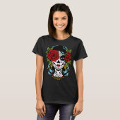 T-shirt Catrina Rose sucre crâne Calavera Mexique Skeleton (Devant entier)