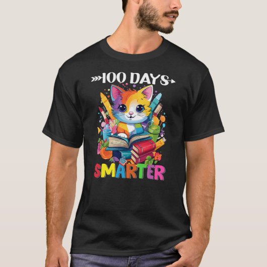 T-shirt Cats 100th Day of School Teacher 100 days smarter (Devant)