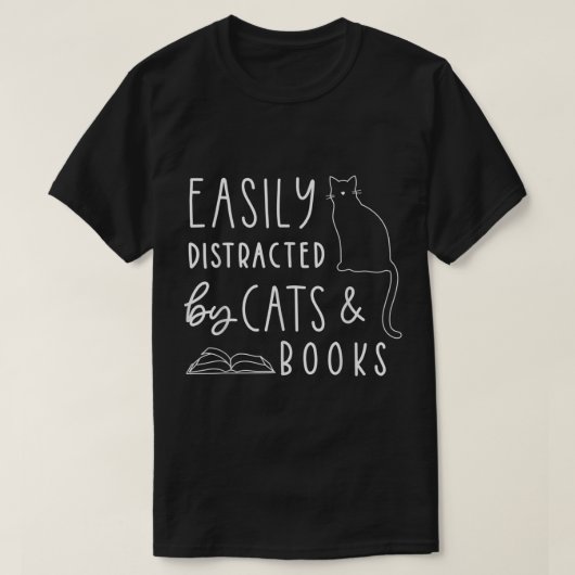 T-shirt Cats and Books Lover Funny Reading Tee (Design devant)