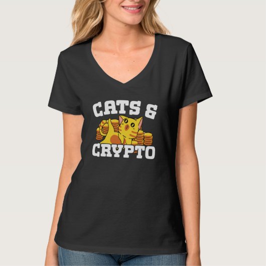 T-shirt Cats And Crypto Cryptocurrency Blockchain Trader F (Devant)