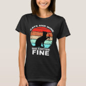 T-shirt Cats And Wine Makes Everything Fine Cats Vino Wine (Devant)