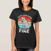 T-shirt Cats And Wine Makes Everything Fine Cats Vino Wine (Devant)
