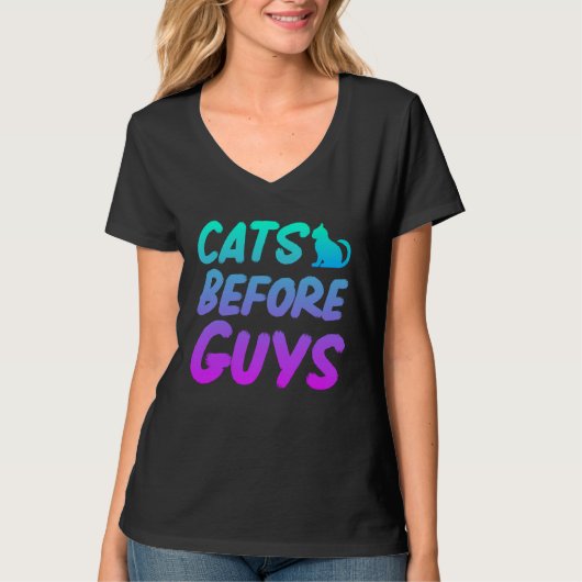 T-shirt Cats Before Guys Cats Motif Cat Mom (Devant)