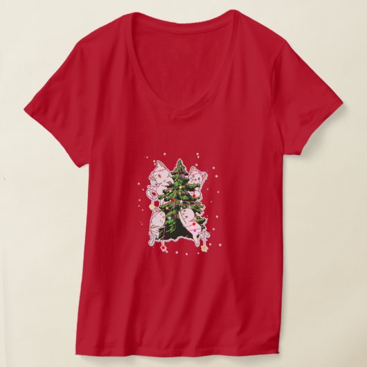 T-shirt cats climbing and decorating a Christmas tree (Poser)