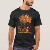 T-shirt Cats Fall Autumn Leaf Tree And Bicycle - Cat Lover (Devant)