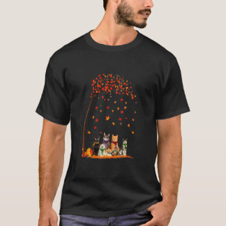 T-shirt Cats Fall Autumn Leaf Tree  Cat