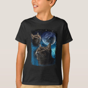 T-shirt Cats Howl At Moon Drôle Vintage Trois Cat Howling
