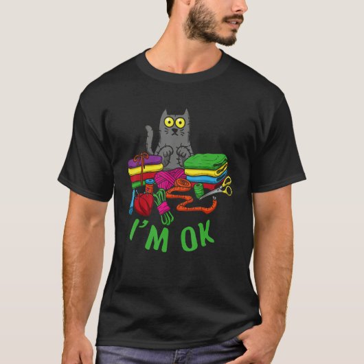 T-shirt Cats I'm Ok Cat Whisperer Kitty Breeder Pet Sewing (Devant)