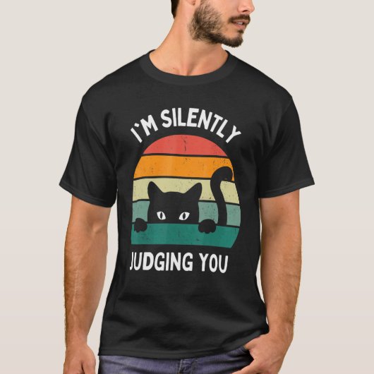 T-shirt Cats  I'm Silently Judging You Black Cat (Devant)