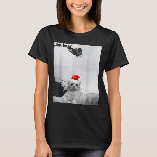 T-shirt Cats Meme Funny Cat Selfie With Santa Hat Christma (Devant)