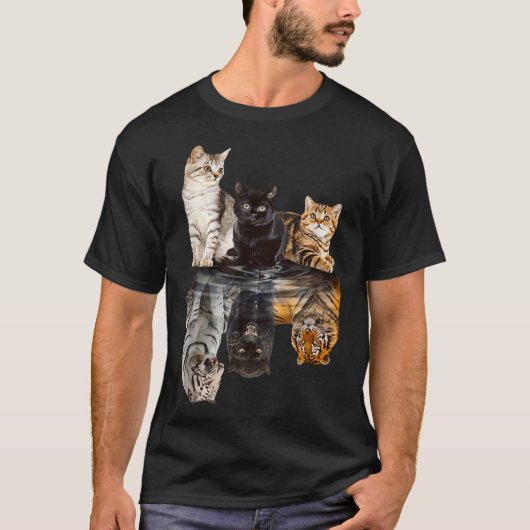 T-shirt Cats Reflection Mirror Tiger Mom Mother Day Love (Devant)