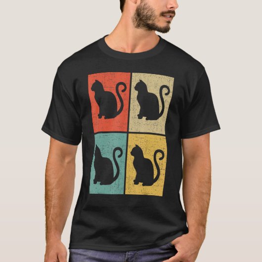 T-shirt Cats Retro Vintage 70s 80s Style (Devant)