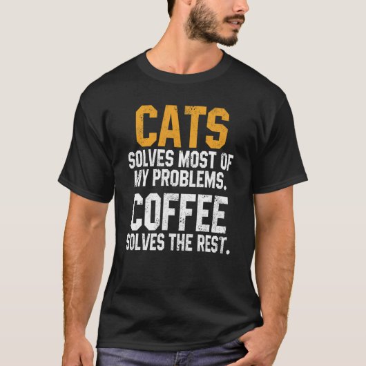T-shirt Cats Solves My Problems Coffee     Cat Kitty Women (Devant)