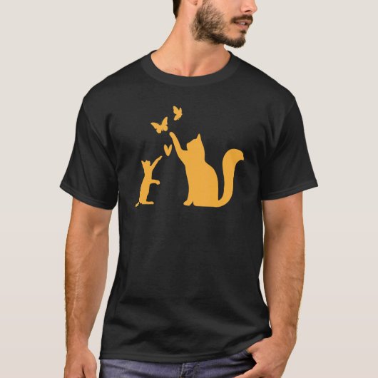 T-shirt Cats With Butterflies Cat  I Cute Cats (Devant)