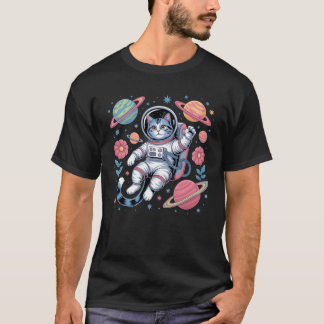 T-shirt Catstronaut cosmique dans Neon Space Vaporwave