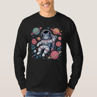 T-shirt Catstronaut cosmique dans Neon Space Vaporwave
