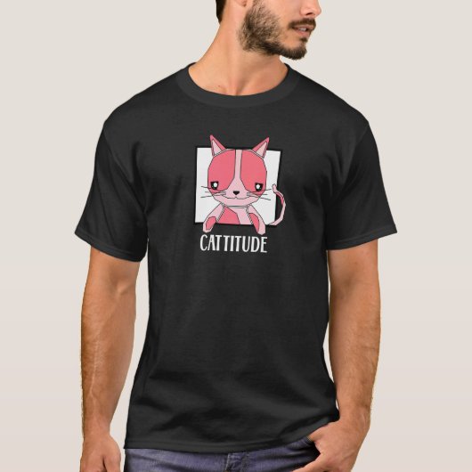 T-shirt Cattitude Cute Kitten Chat (Devant)
