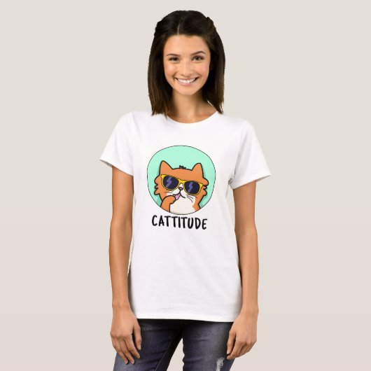 T-shirt Cattitude Funny Chat Pun (Devant entier)