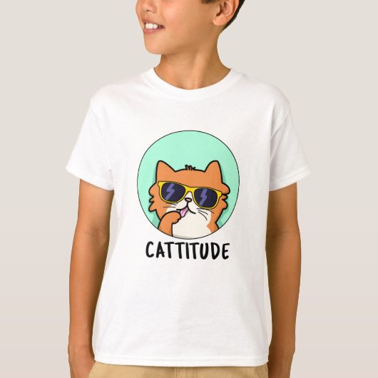 T-shirt Cattitude Funny Chat Pun (Devant)