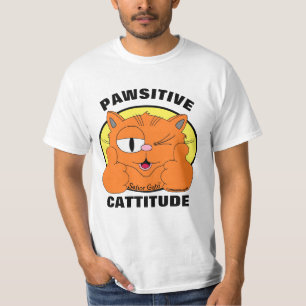 T-shirt CATTITUDE PAWSITIVE Attitude positive Cat Pun