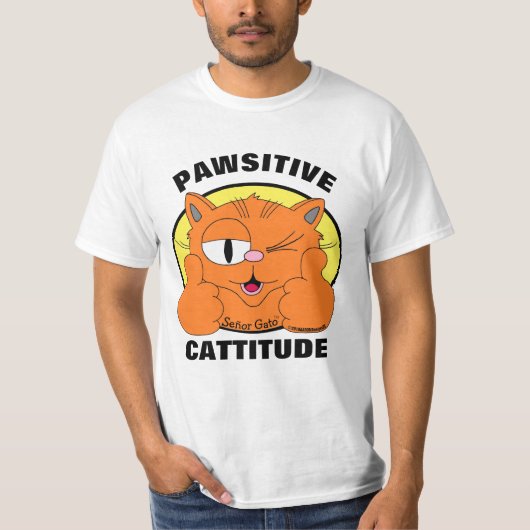 T-shirt CATTITUDE PAWSITIVE Attitude positive Cat Pun (Devant)