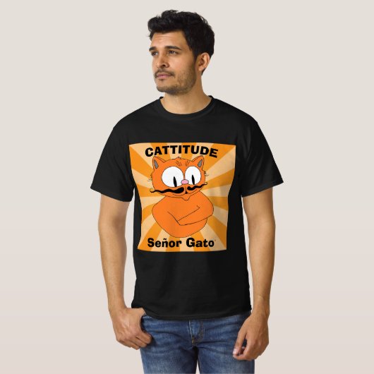 T-shirt CATTITUDE Señor Gato™ Cartographie Mustache Cat (Devant entier)